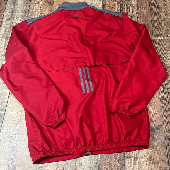 adidas | Men's Red Gray Zippered Pockets Full Zip Windbreaker Jacket Sz M - Picture 4 of 5